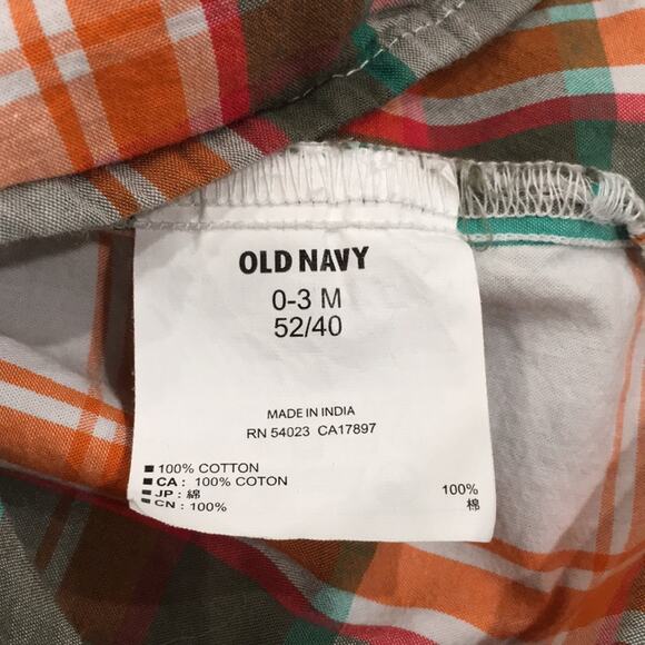 Old Navy Baby Boy Sz 0-3M Plaid Button‎ Shirt 100% Cotton Western Cowboy Preppy - Picture 5 of 7